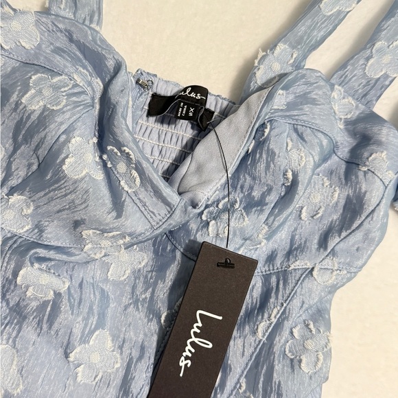 Lulu's Sky Blue Floral Tiered Midi Dress - Picture 4 of 4